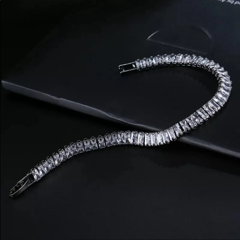 7” NEW 925 STERLING SILVER CUT DIAMOND BRACELET, NICE BRACELET, CUTE BRACELET - Picture 4 of 6